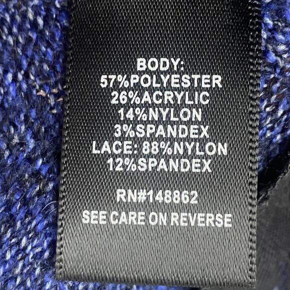 Torrid Vegan Cashmere Pullover Sweater Lace Trim Layered Crewneck Blue Black 3X - Picture 8 of 10